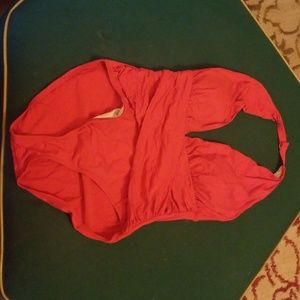 Red LA Blanca halter top swim suit